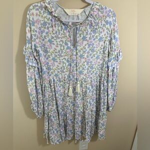 M&K X Citrine Tiered Cover Up- XS/S floral tiered tassels